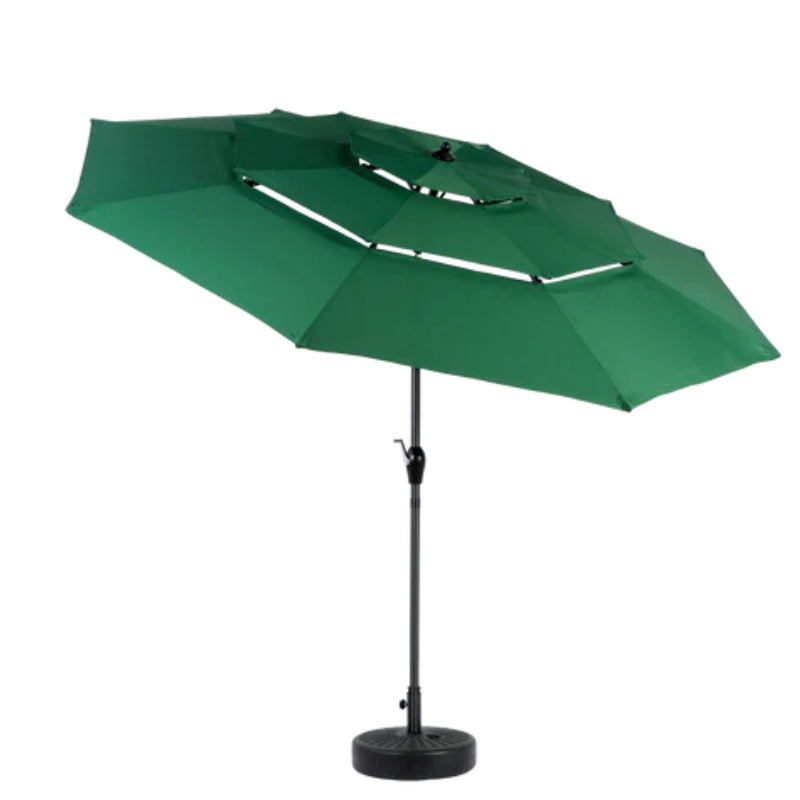9ft 3 Tier Auto-tilt Umbrella ,Outdoor Patio Umbrella - Market Table Pool Deck Umbrella (Base Not Included) - ( Dark green )-海智集-Default-