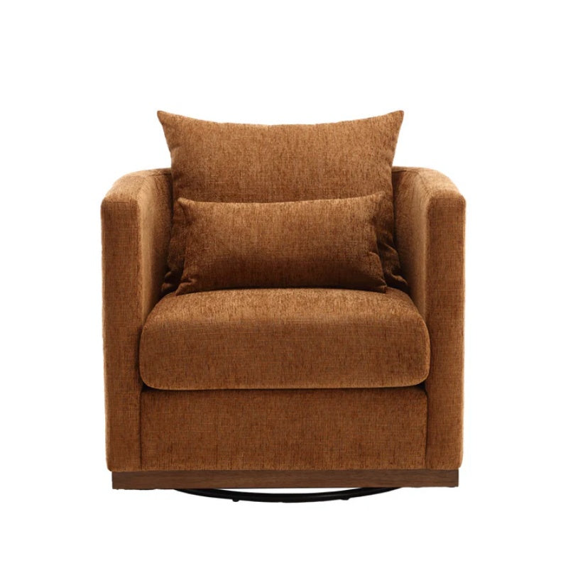 COOLMORE Swivel Barrel Chair, Comfy Round Accent Sofa Chair for Living Room, 360 Degree Swivel Barrel Club Chair, Leisure Arm Chair for Nursery, Hotel, Bedroom, Office, Lounge (Brown Chenille)-海智集-Default-