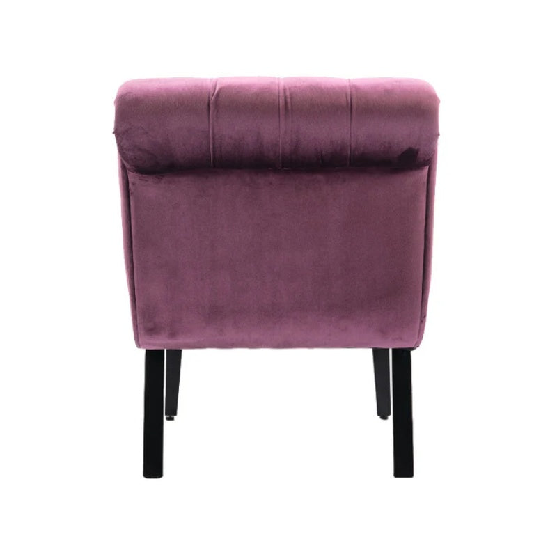 COOLMORE Modern Velvet Armless Accent Living Room Chair / Leisure Chair,Upholstered Fabric Button Comfortable Chair with Wooden Legs for Bedroom, Living Room, Office (Purple Velvet)-海智集-Default-