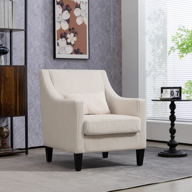 COOLMORE Modern Accent Chair,Upholstered Armchair with Scooped Arms for Bedroom,Apartment,Studio,Office,Waiting Room(Beige Corduroy)-海智集-Default-