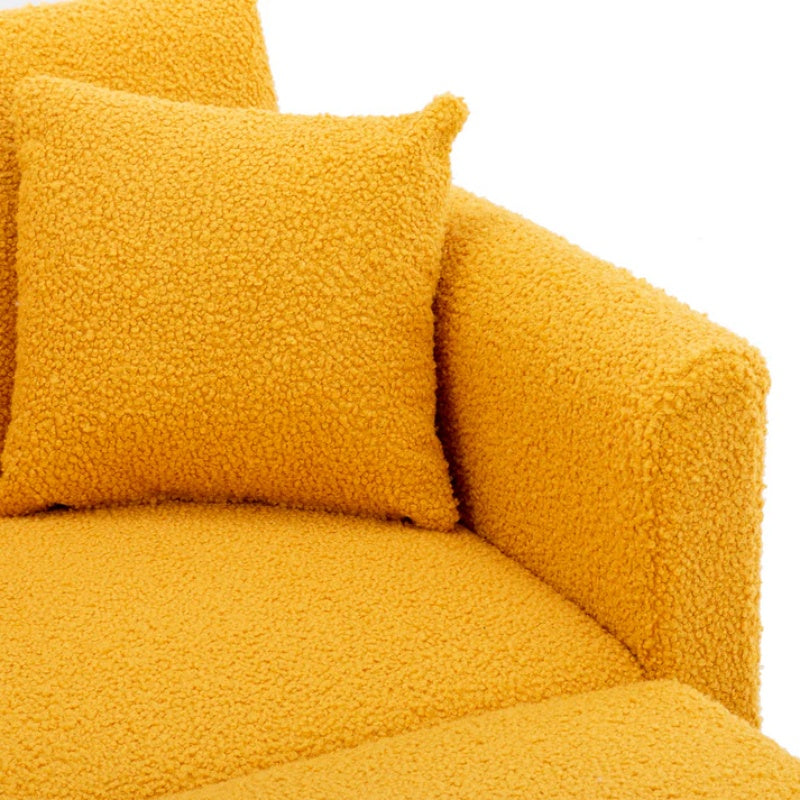 COOLMORE fashionable and classic style chaise lounge chair / accent chair for Living Room, bedroom (Mustard Teddy)-海智集-Default-
