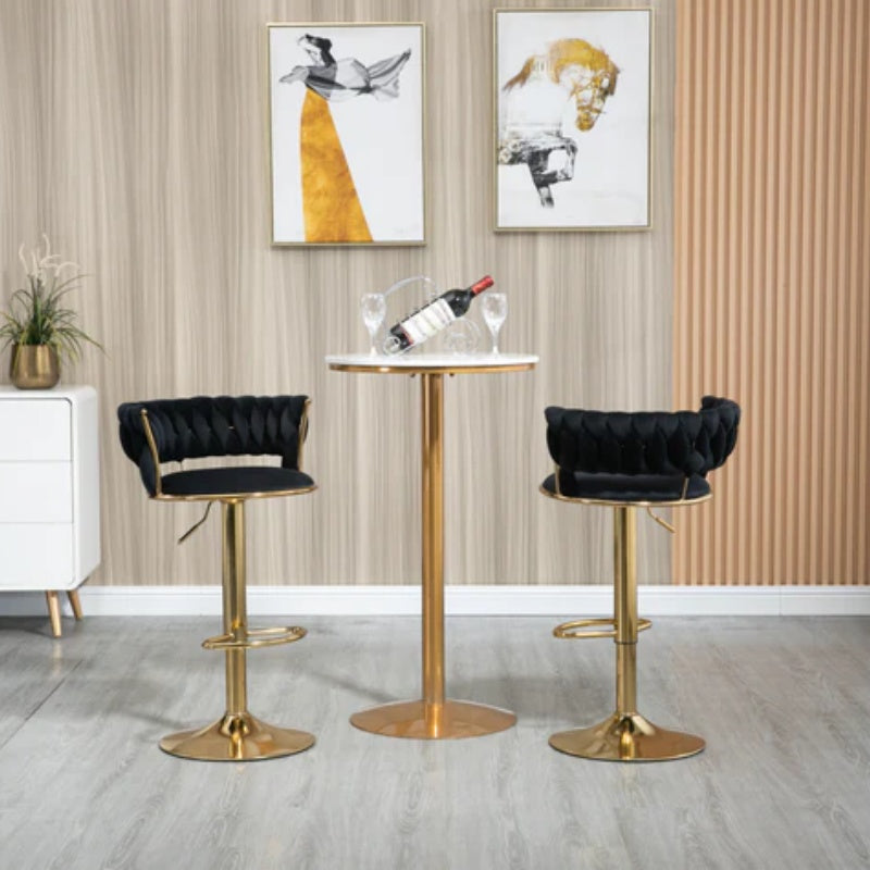 COOLMORE Swivel Bar Stools Set of 2 Adjustable Counter Height Chairs with Footrest for Kitchen, Dining Room 2PC/SET-海智集-Default-