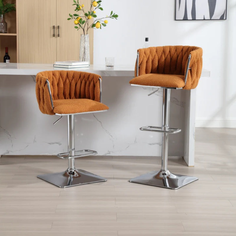 COOLMORE Vintage Bar Stools with Back and Footrest Counter Height Dining Chairs 2PC/SET-海智集-Default-