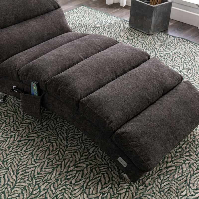 Ergonomic Linen Massage Chaise Lounge with Remote Control, Dark Gray, Electric Massage Lounger with 5 Modes-海智集-Default-