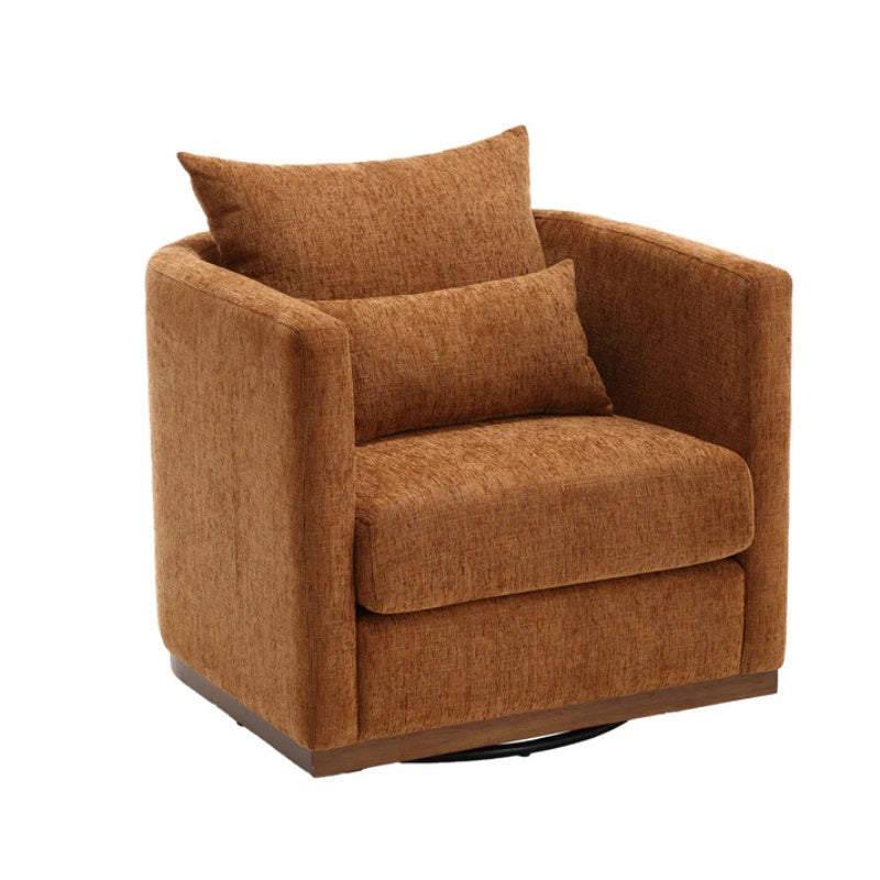 COOLMORE Swivel Barrel Chair, Comfy Round Accent Sofa Chair for Living Room, 360 Degree Swivel Barrel Club Chair, Leisure Arm Chair for Nursery, Hotel, Bedroom, Office, Lounge (Brown Chenille)-海智集-Default-