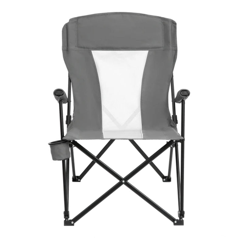 Steel folding Mesh Quad Camping Chair, with Cup Holder, & Carry Bag; Grey-海智集-Default-