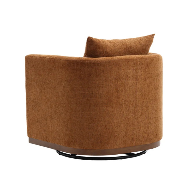 COOLMORE Swivel Barrel Chair, Comfy Round Accent Sofa Chair for Living Room, 360 Degree Swivel Barrel Club Chair, Leisure Arm Chair for Nursery, Hotel, Bedroom, Office, Lounge (Brown Chenille)-海智集-Default-