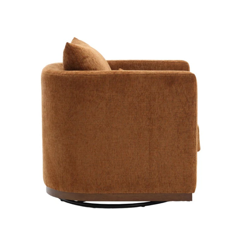 COOLMORE Swivel Barrel Chair, Comfy Round Accent Sofa Chair for Living Room, 360 Degree Swivel Barrel Club Chair, Leisure Arm Chair for Nursery, Hotel, Bedroom, Office, Lounge (Brown Chenille)-海智集-Default-