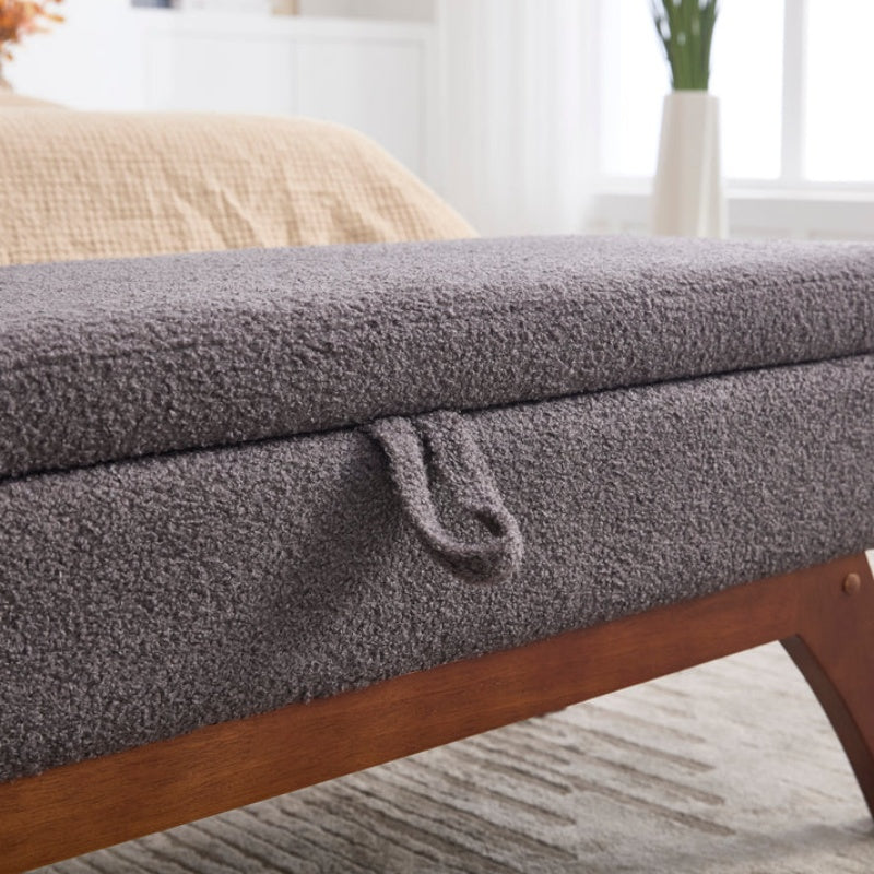 COOLMORE Teddy wool fabric, solid wood feet for solid weighing, and bed end stool with storage function-海智集-Default-