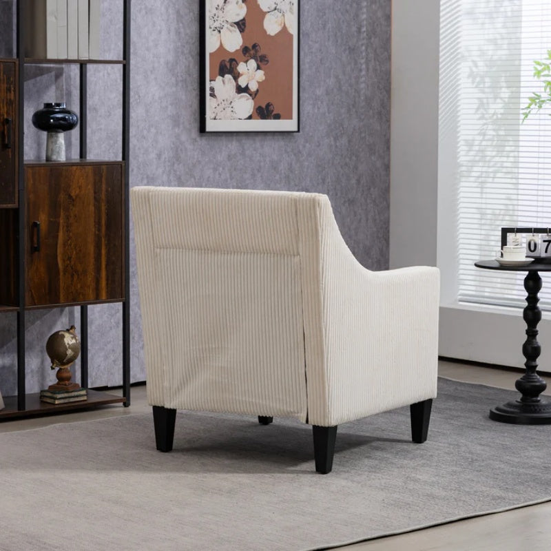 COOLMORE Modern Accent Chair,Upholstered Armchair with Scooped Arms for Bedroom,Apartment,Studio,Office,Waiting Room(Beige Corduroy)-海智集-Default-