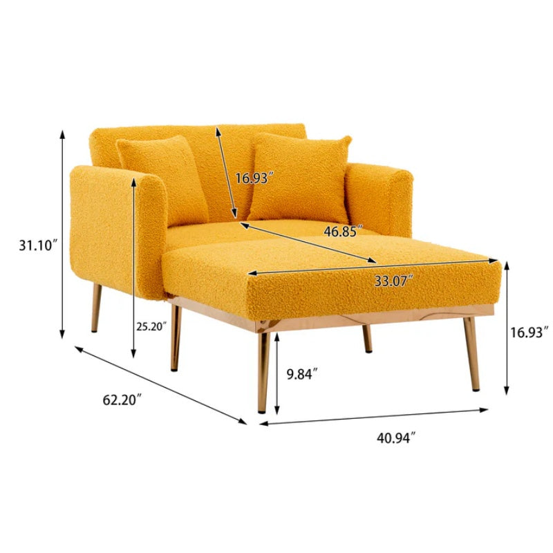 COOLMORE fashionable and classic style chaise lounge chair / accent chair for Living Room, bedroom (Mustard Teddy)-海智集-Default-