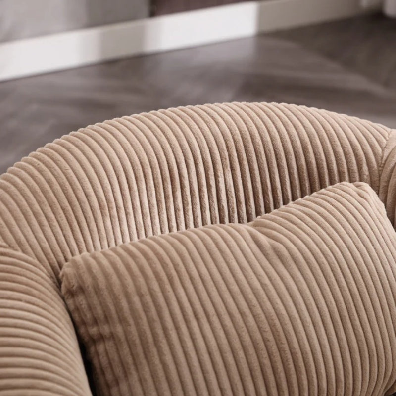 COOLMORE Living Room Accent Barrel Chair, Century Modern Style Decorative Chair, Armchair for Living Room with Thick Cushions and Pillows, Comfy Single Sofa Chair, Chair with Wooden Legs,Camel-海智集-Default-