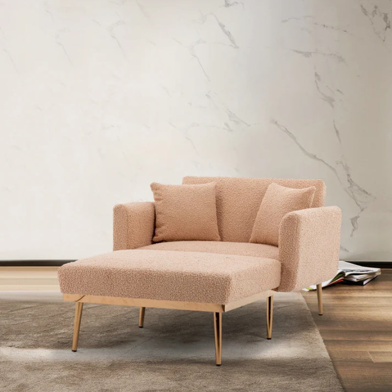 COOLMORE fashionable and classic style chaise lounge chair / accent chair for Living Room, bedroom (Camel Teddy )-海智集-Default-