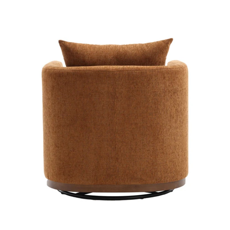 COOLMORE Swivel Barrel Chair, Comfy Round Accent Sofa Chair for Living Room, 360 Degree Swivel Barrel Club Chair, Leisure Arm Chair for Nursery, Hotel, Bedroom, Office, Lounge (Brown Chenille)-海智集-Default-
