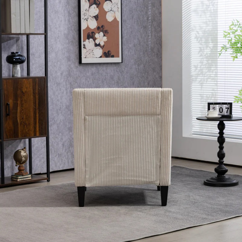 COOLMORE Modern Accent Chair,Upholstered Armchair with Scooped Arms for Bedroom,Apartment,Studio,Office,Waiting Room(Beige Corduroy)-海智集-Default-