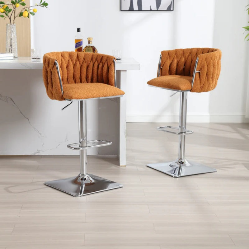 COOLMORE Vintage Bar Stools with Back and Footrest Counter Height Dining Chairs 2PC/SET-海智集-Default-