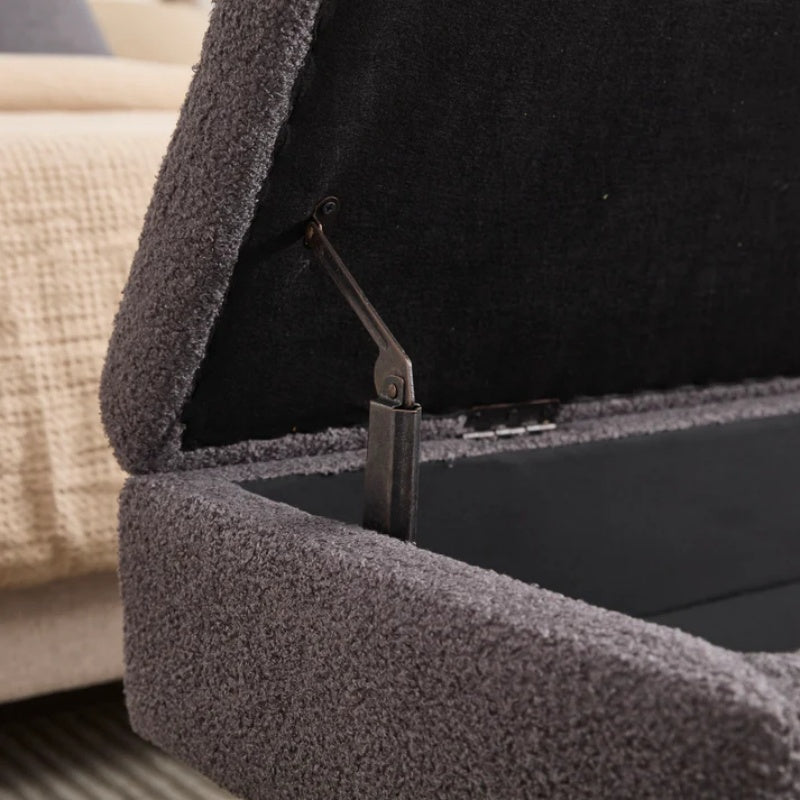 COOLMORE Teddy wool fabric, solid wood feet for solid weighing, and bed end stool with storage function-海智集-Default-