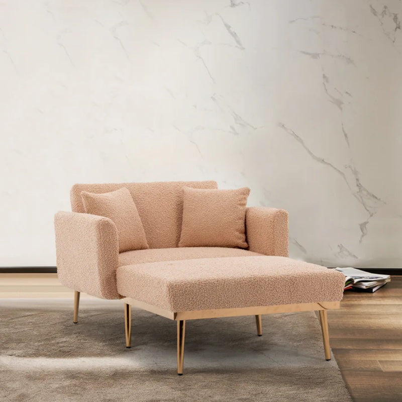 COOLMORE fashionable and classic style chaise lounge chair / accent chair for Living Room, bedroom (Camel Teddy )-海智集-Default-