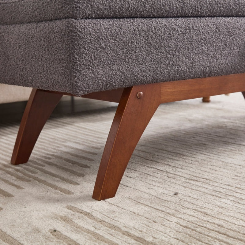 COOLMORE Teddy wool fabric, solid wood feet for solid weighing, and bed end stool with storage function-海智集-Default-