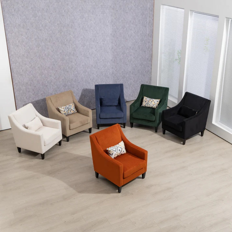 COOLMORE Modern Accent Chair,Upholstered Armchair with Scooped Arms for Bedroom,Apartment,Studio,Office,Waiting Room(Beige Corduroy)-海智集-Default-