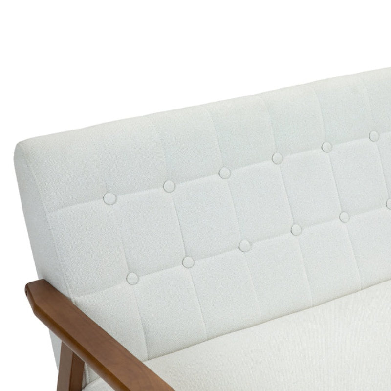 COOLMORE Mid-Century Modern Solid Loveseat Sofa Upholstered Linen Loveseat, 2-Seat Upholstered Loveseat Sofa Modern Couch-海智集-Default-