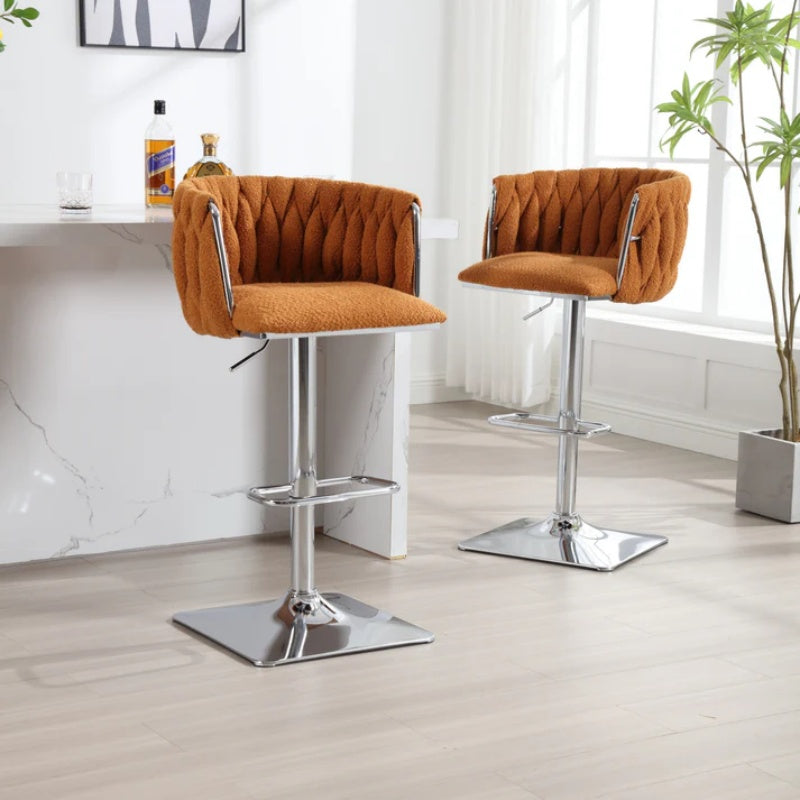 COOLMORE Vintage Bar Stools with Back and Footrest Counter Height Dining Chairs 2PC/SET-海智集-Default-