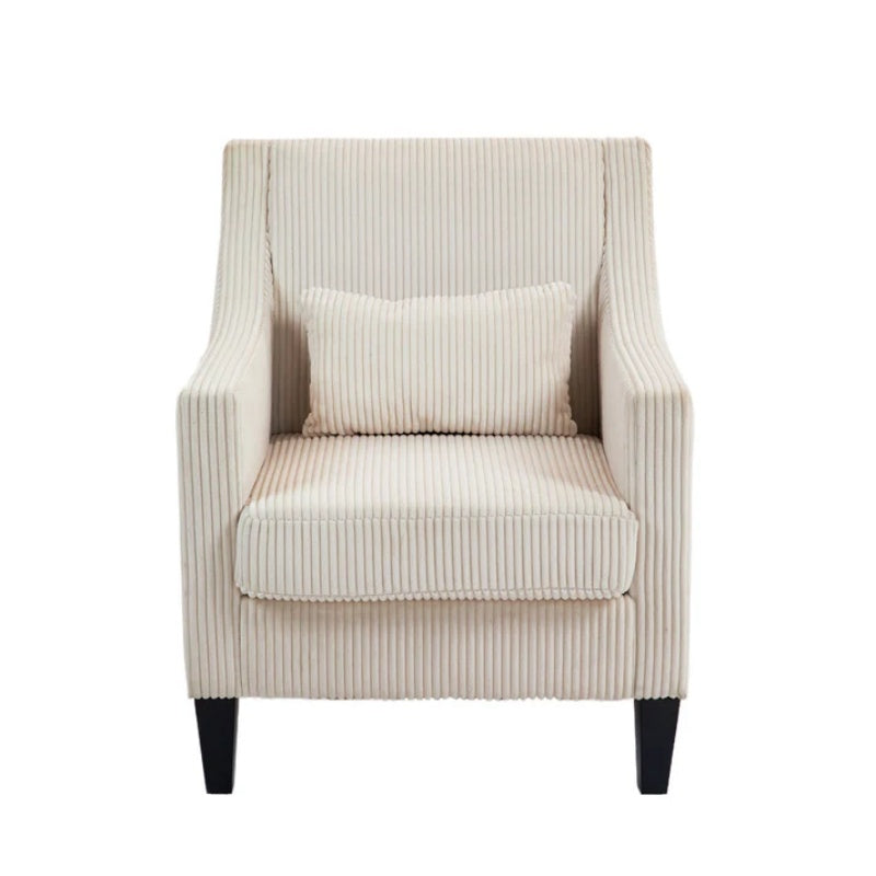 COOLMORE Modern Accent Chair,Upholstered Armchair with Scooped Arms for Bedroom,Apartment,Studio,Office,Waiting Room(Beige Corduroy)-海智集-Default-