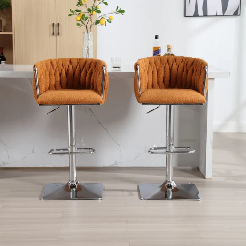 COOLMORE Vintage Bar Stools with Back and Footrest Counter Height Dining Chairs 2PC/SET-海智集-Default-
