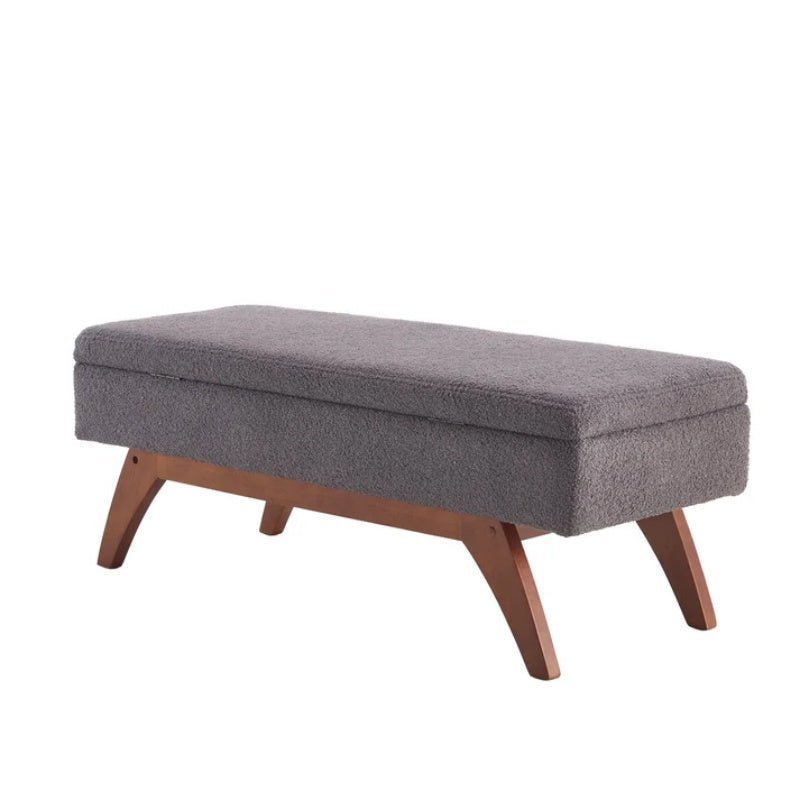 COOLMORE Teddy wool fabric, solid wood feet for solid weighing, and bed end stool with storage function-海智集-Default-