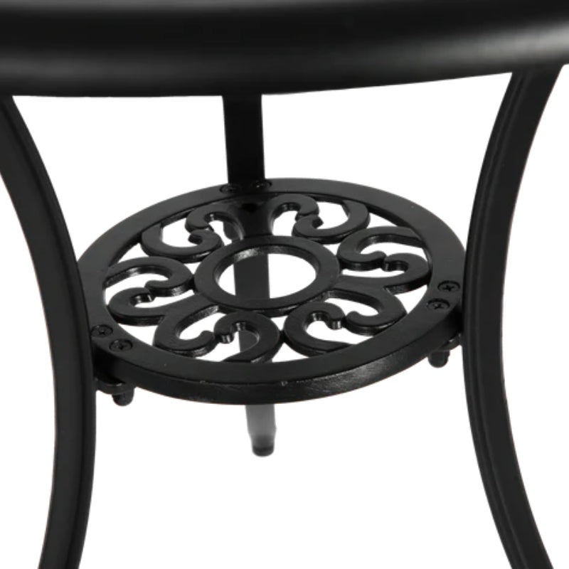 3 Piece Patio Bistro Set Cast Aluminum Bistro Table and Chairs Set of 2 with Umbrella Hole,All Weather Metal Bistro Table Set,Outdoor Patio Furniture Set for Garden Black-海智集-Default-