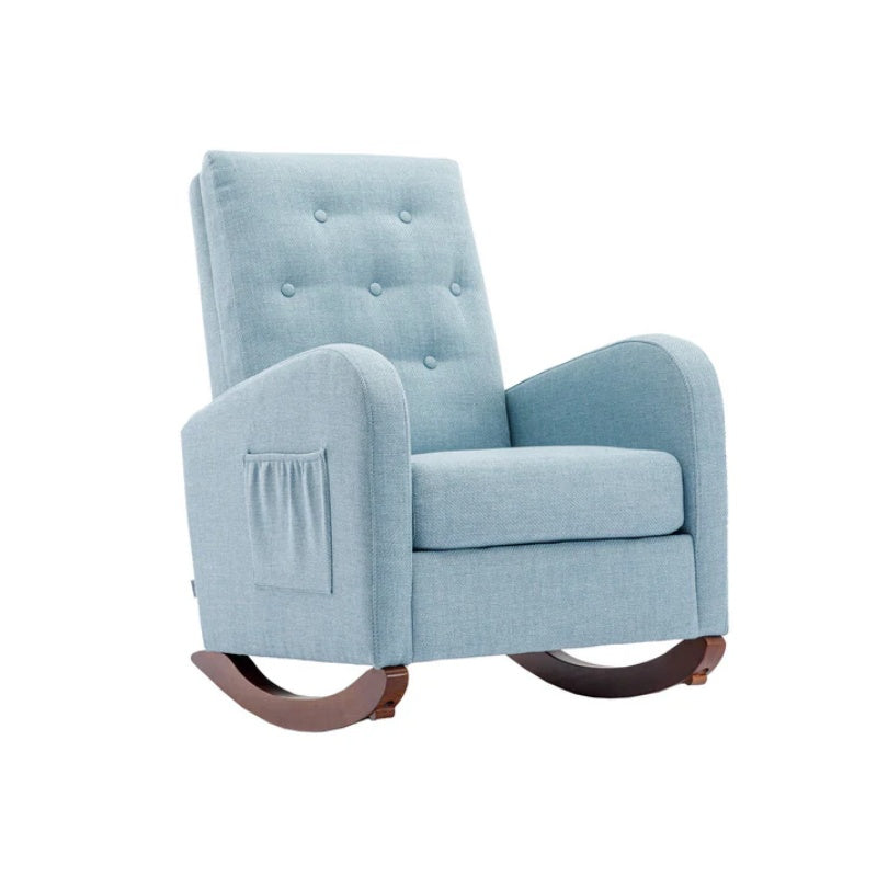 High Back Rocking Chair Nursery Chair .Comfortable Rocker Fabric Padded Seat .Modern High Back Armchair-海智集-Default-