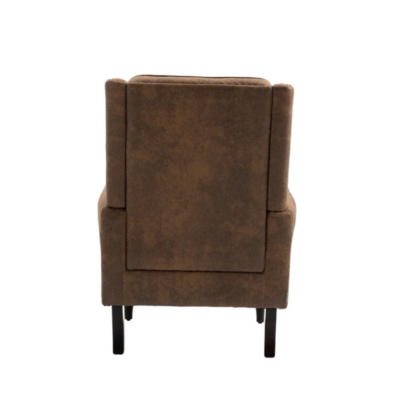 Modern Coffee Wood Frame Armchair with Sturdy Wood Legs and Microsuede Upholstery for Living Room-海智集-Default-
