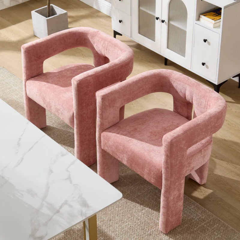 Campcraft Contemporary Designed Fabric Upholstered Accent/Dining Chair /Barrel Side Chairs Kitchen Armchair for Living Room 2PC/SET-海智集-Default-
