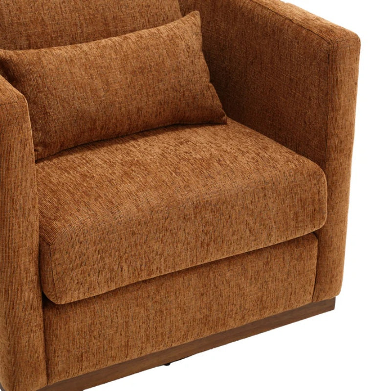 COOLMORE Swivel Barrel Chair, Comfy Round Accent Sofa Chair for Living Room, 360 Degree Swivel Barrel Club Chair, Leisure Arm Chair for Nursery, Hotel, Bedroom, Office, Lounge (Brown Chenille)-海智集-Default-