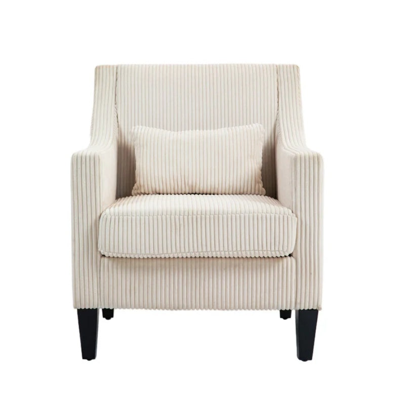 COOLMORE Modern Accent Chair,Upholstered Armchair with Scooped Arms for Bedroom,Apartment,Studio,Office,Waiting Room(Beige Corduroy)-海智集-Default-