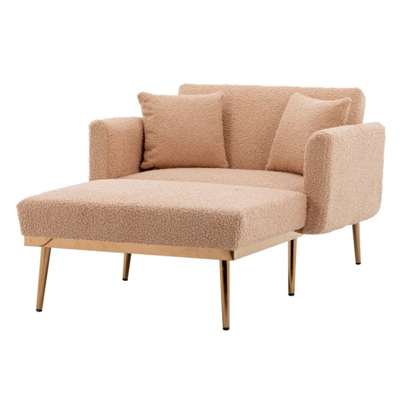COOLMORE fashionable and classic style chaise lounge chair / accent chair for Living Room, bedroom (Camel Teddy )-海智集-Default-