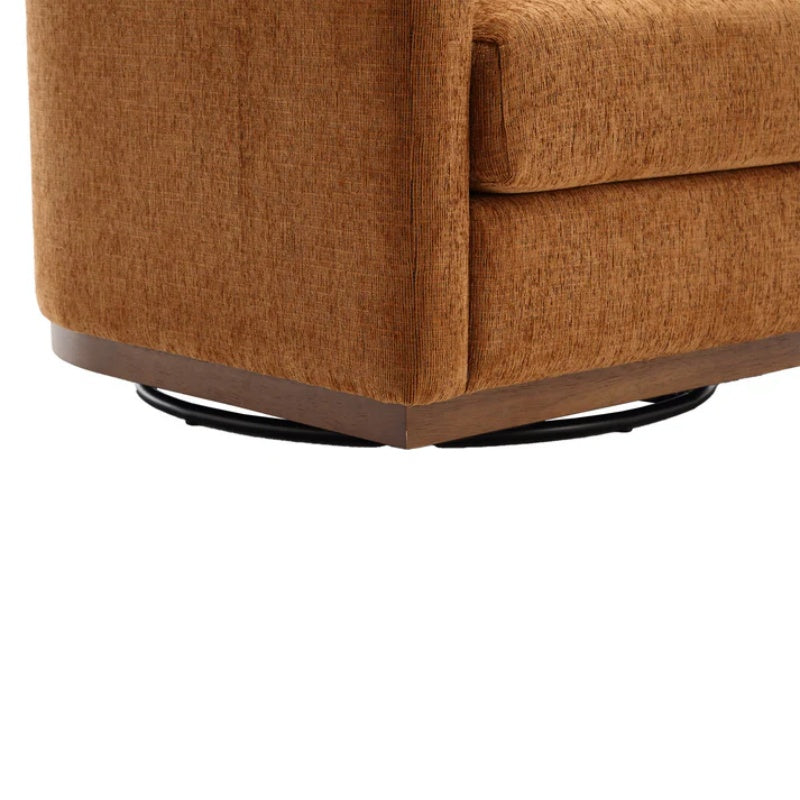 COOLMORE Swivel Barrel Chair, Comfy Round Accent Sofa Chair for Living Room, 360 Degree Swivel Barrel Club Chair, Leisure Arm Chair for Nursery, Hotel, Bedroom, Office, Lounge (Brown Chenille)-海智集-Default-