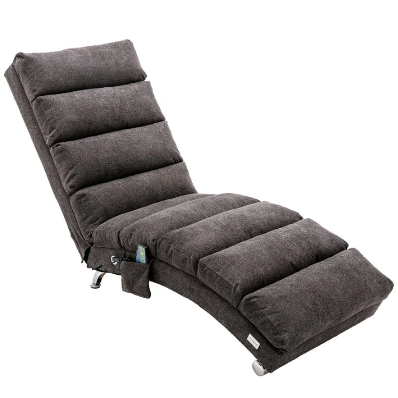 Ergonomic Linen Massage Chaise Lounge with Remote Control, Dark Gray, Electric Massage Lounger with 5 Modes-海智集-Default-