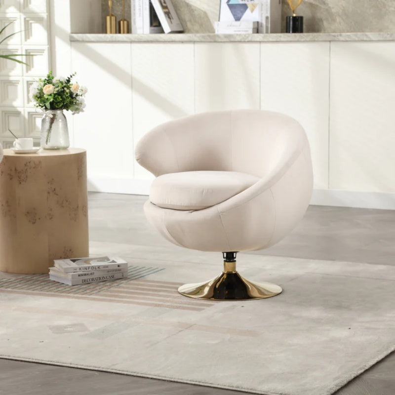 360 Degree Swivel Cuddle Barrel Accent Chairs, Round Armchairs with Wide Upholstered, Fluffy Fabric Chair for Living Room, Bedroom, Office, Waiting Rooms-海智集-Default-