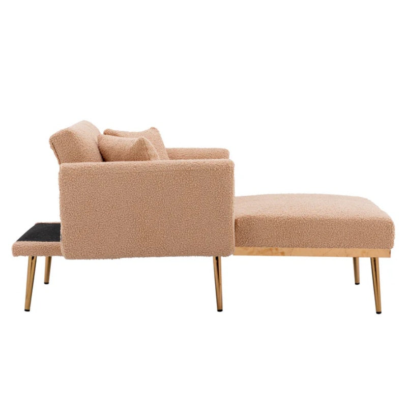 COOLMORE fashionable and classic style chaise lounge chair / accent chair for Living Room, bedroom (Camel Teddy )-海智集-Default-