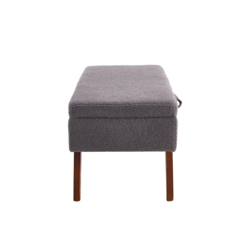 COOLMORE Teddy wool fabric, solid wood feet for solid weighing, and bed end stool with storage function-海智集-Default-