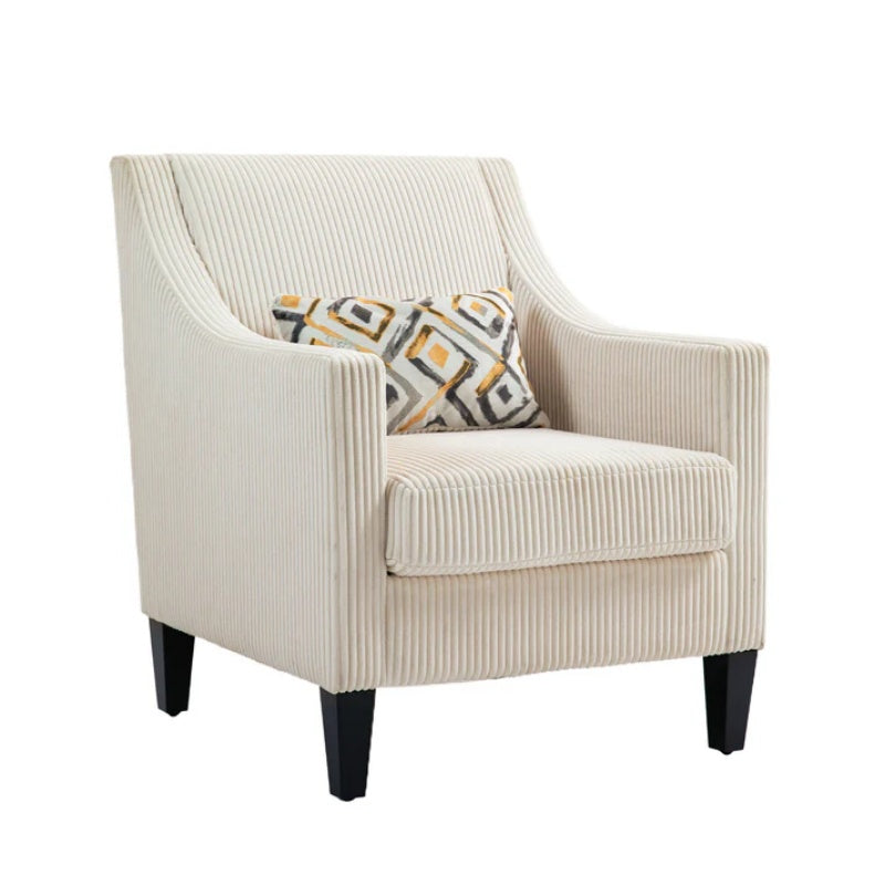 COOLMORE Modern Accent Chair,Upholstered Armchair with Scooped Arms for Bedroom,Apartment,Studio,Office,Waiting Room(Beige Corduroy)-海智集-Default-