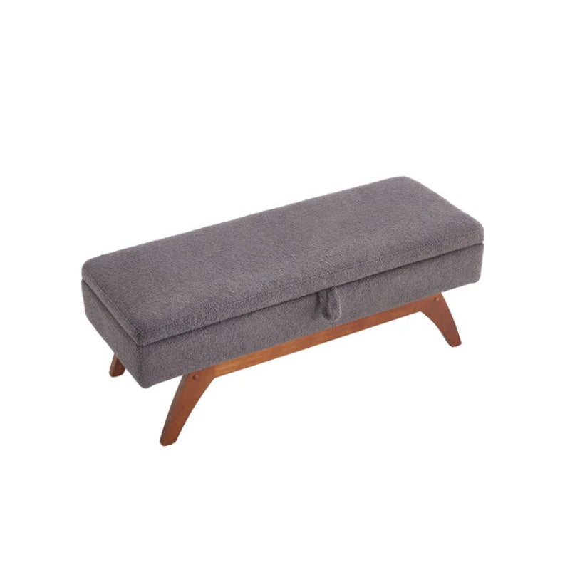 COOLMORE Teddy wool fabric, solid wood feet for solid weighing, and bed end stool with storage function-海智集-Default-