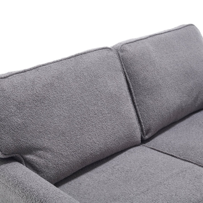 Mid Century Modern Loveseat Sofa, 2 Seater with USB & Removable Pillow Cover, Gray Boucle-海智集-Default-
