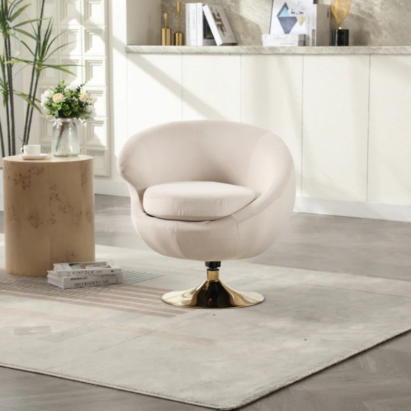 360 Degree Swivel Cuddle Barrel Accent Chairs, Round Armchairs with Wide Upholstered, Fluffy Fabric Chair for Living Room, Bedroom, Office, Waiting Rooms-海智集-Default-