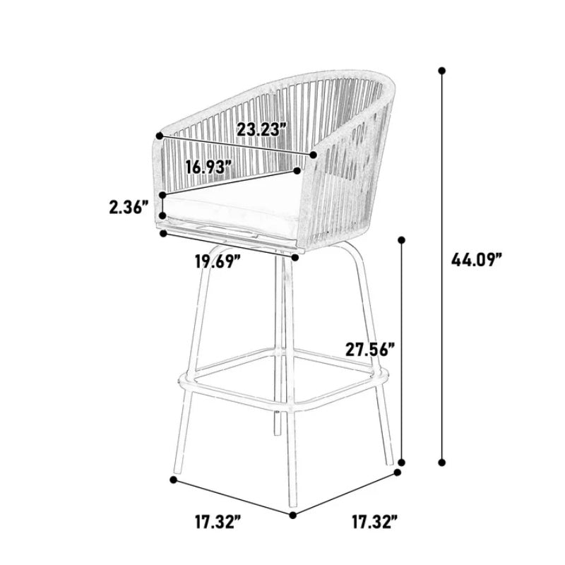 Outdoor Bar Stools Set of 4, 4-Piece Patio Bar Stools with Armrests, All Weather Rattan Bar Chairs with Backrest, Wicker Bar Stools for Backyard, Garden, Pool, Balcony and Deck-Grey-海智集-Default-