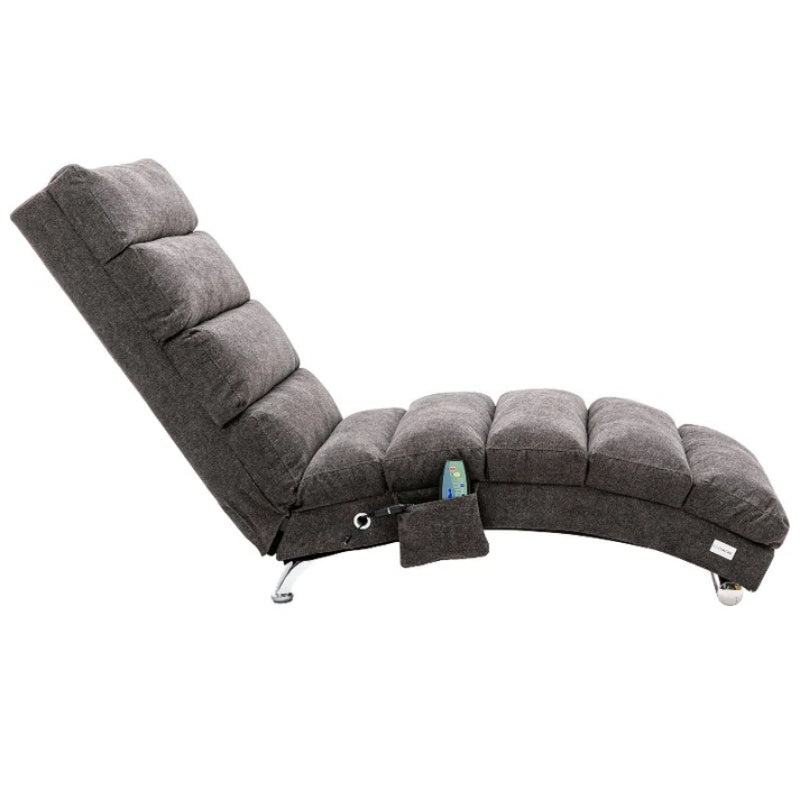 Ergonomic Linen Massage Chaise Lounge with Remote Control, Dark Gray, Electric Massage Lounger with 5 Modes-海智集-Default-