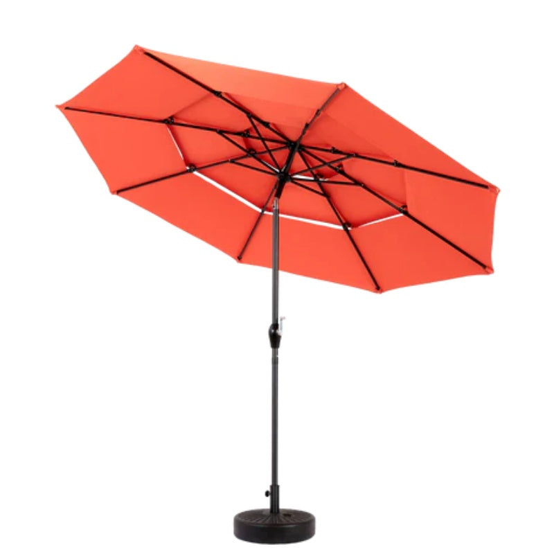 Aluminium 10ft 3 Tier Auto-tilt Umbrella ,Outdoor Patio Umbrella - Market Table Pool Deck Umbrella (Base Not Included) - (orange )-海智集-Default-