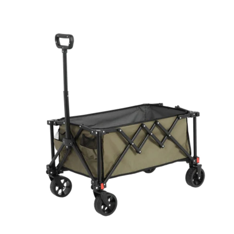 Folding Wagon Carts,Folding Wagon Cart with All Terrain Wheels,Heavy Duty Garden Carts with Adjustable Handle,Outdoor Utility Wagon for Camping Shopping Sports Fishing (army green)-海智集-Default-