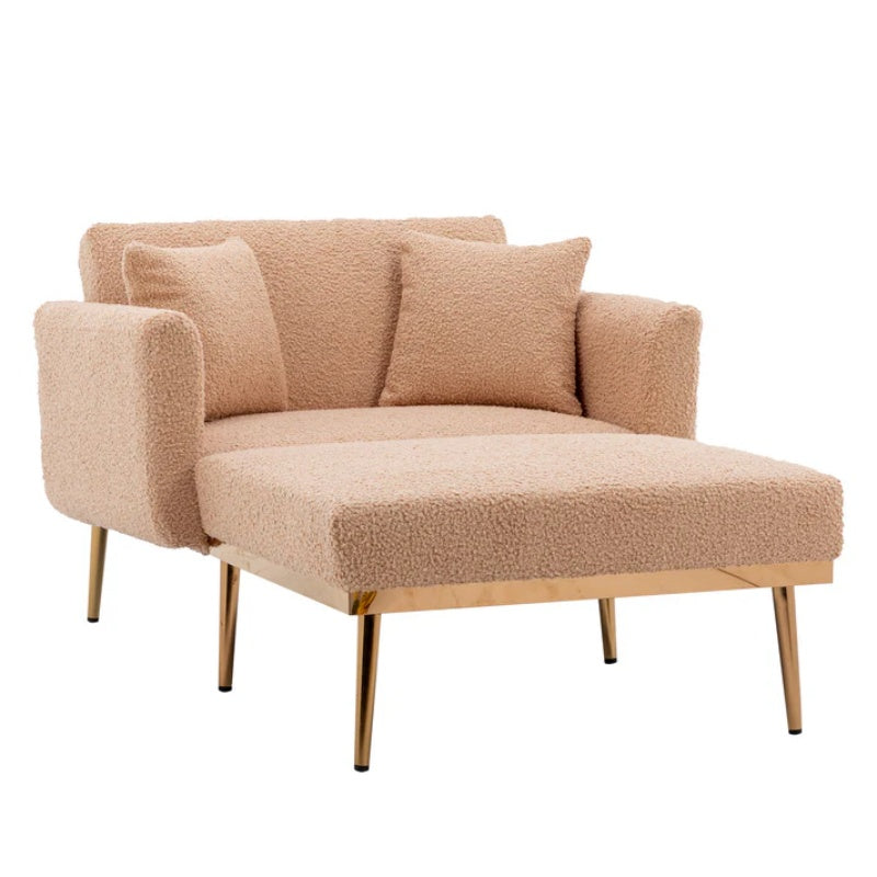 COOLMORE fashionable and classic style chaise lounge chair / accent chair for Living Room, bedroom (Camel Teddy )-海智集-Default-